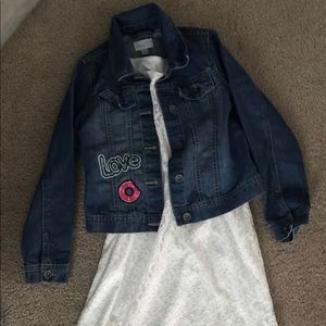 Childrens Place jean jacket & white dress 7/8
